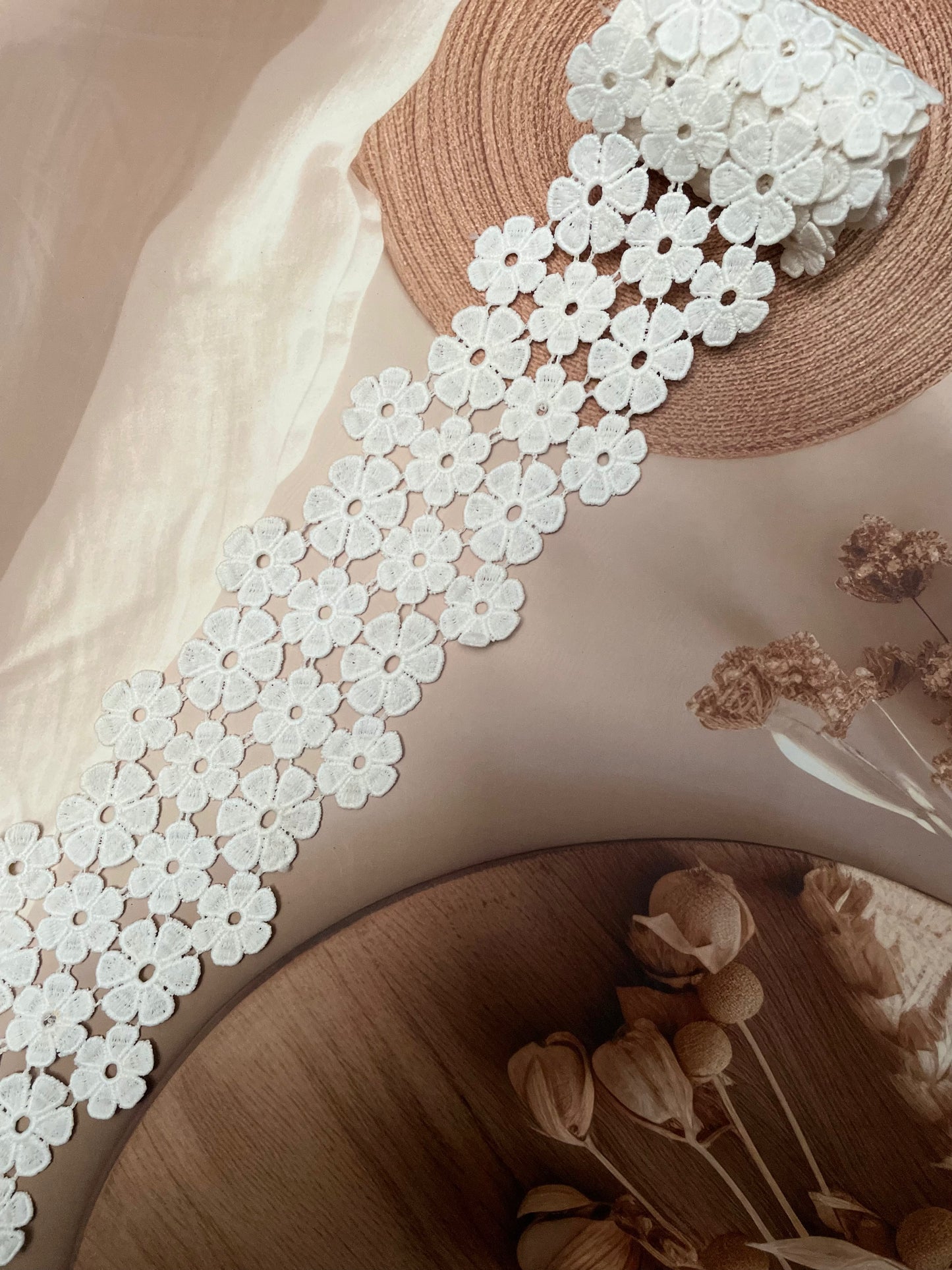 White Chemical Lace ā 7 cm Width - #LL45S0013